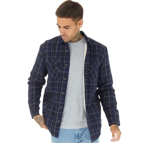 Overshirt with Checkered Interior Blue Cotton Denim 